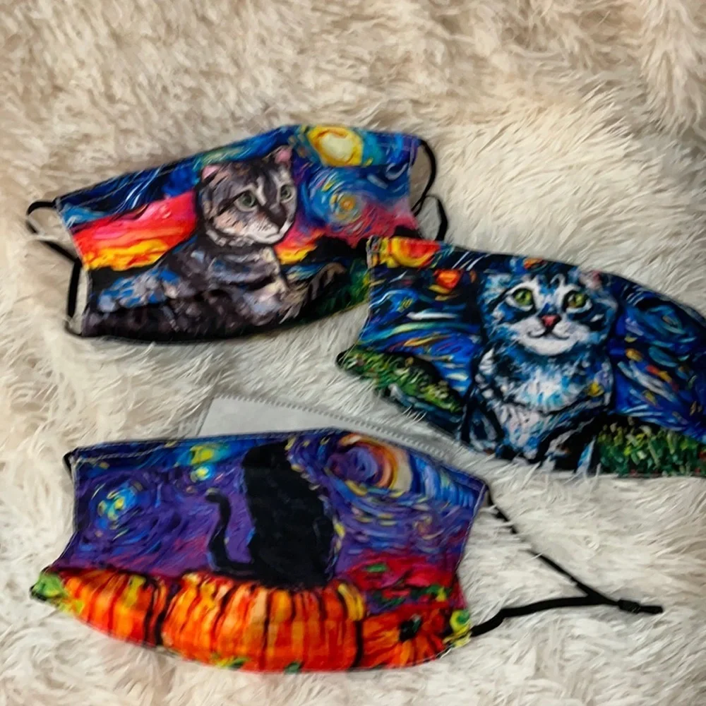 New set/3 Cat art face masks